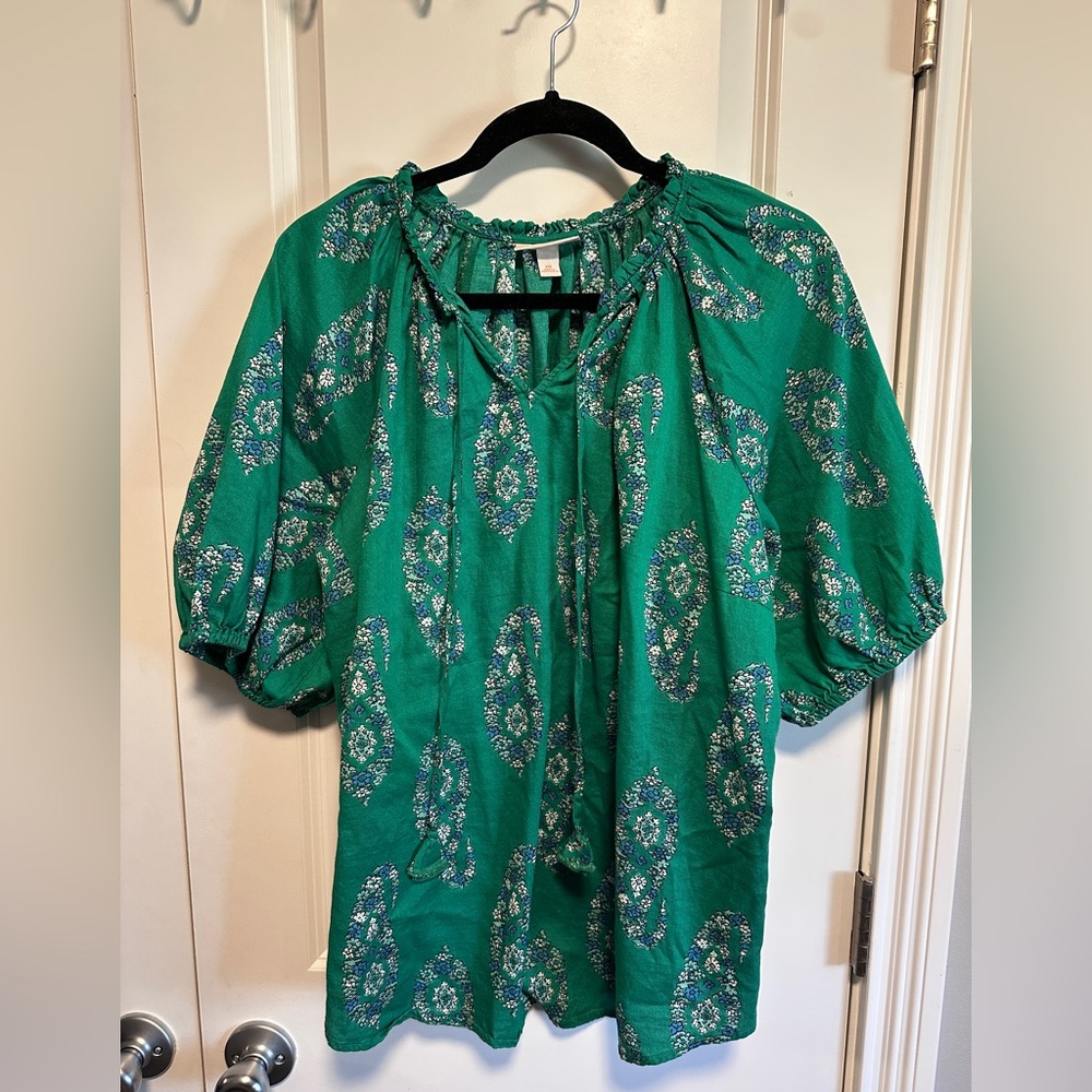 Knox Rose Green Patterned Blouse